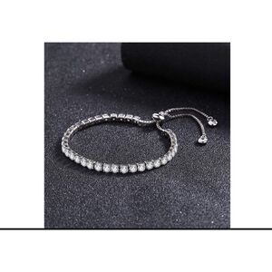 Gorgeous 8 Ct. Round Cut Sim Diamond Bolo Tennis Bracelet~18KWGP~New